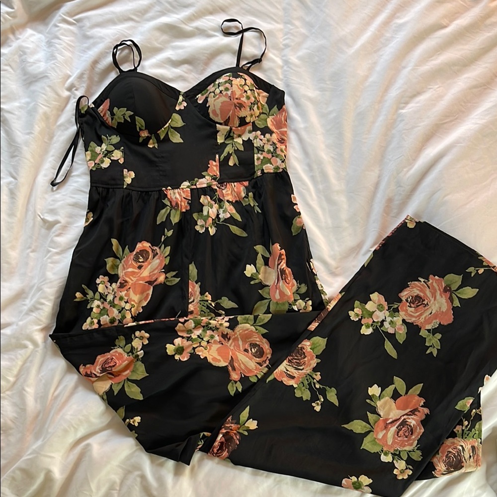 Band of Gypsies Floral wide leg jumpsuit